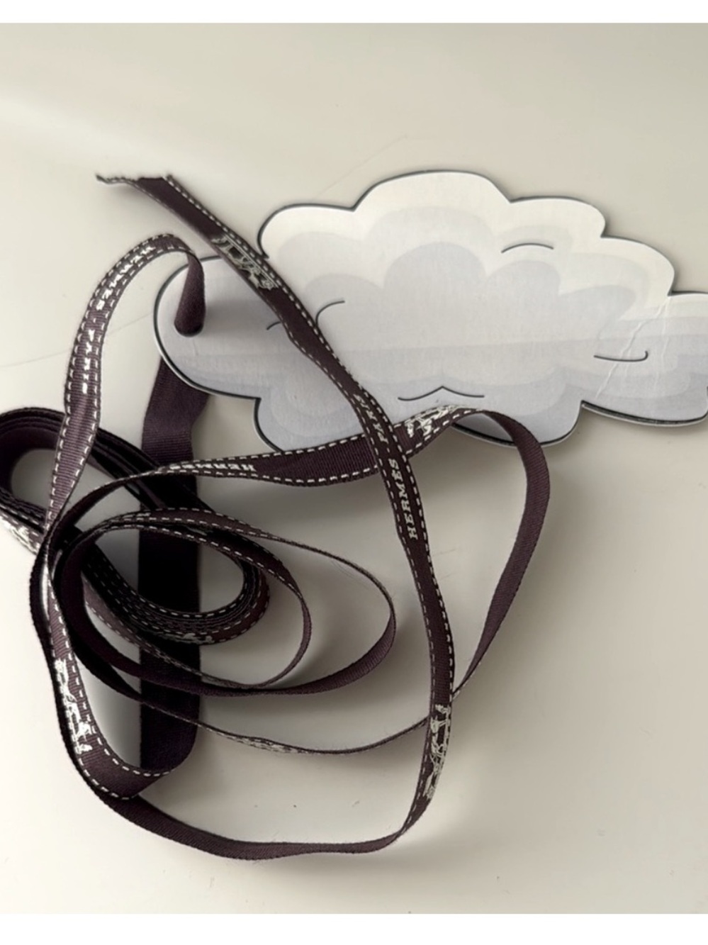 Hermes Brown Cotton Logo Ribbon Hermes Blank Cloud Gift Card